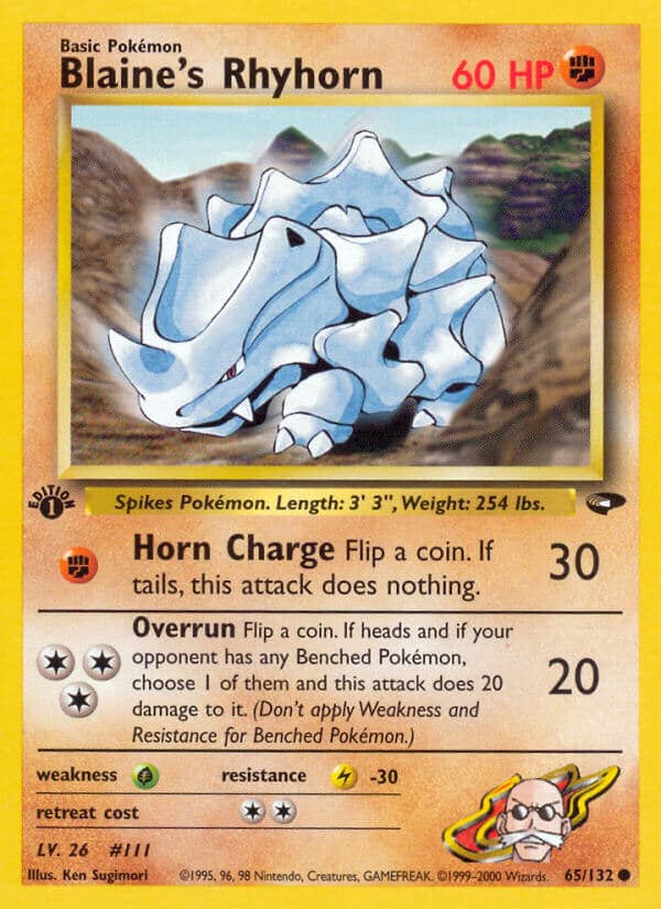 Blaines Rhyhorn — Gym Challenge Pokémon card