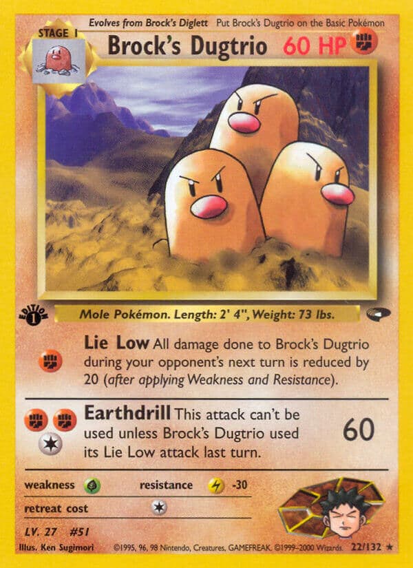 Brocks Dugtrio — Gym Challenge Pokémon card