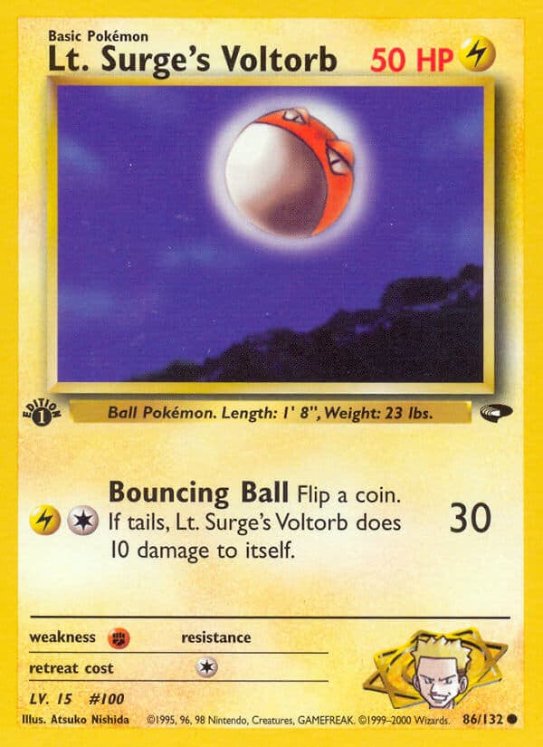Lt Surges Voltorb — Gym Challenge Pokémon card