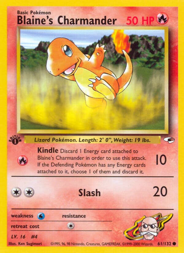 Blaines Charmander — Gym Heroes Pokémon card