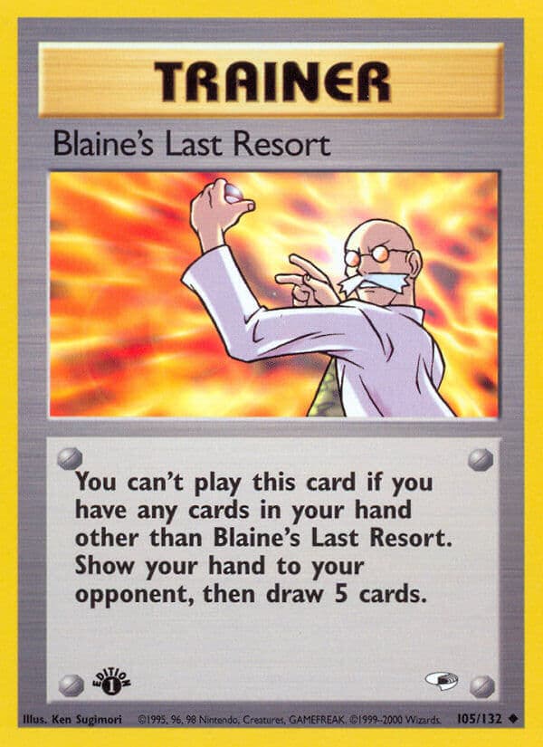 Blaines Last Resort — Gym Heroes Pokémon card