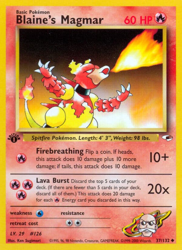 Blaines Magmar — Gym Heroes Pokémon card