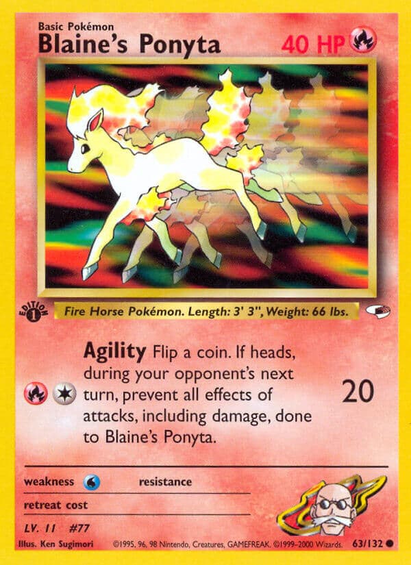 Blaines Ponyta — Gym Heroes Pokémon card