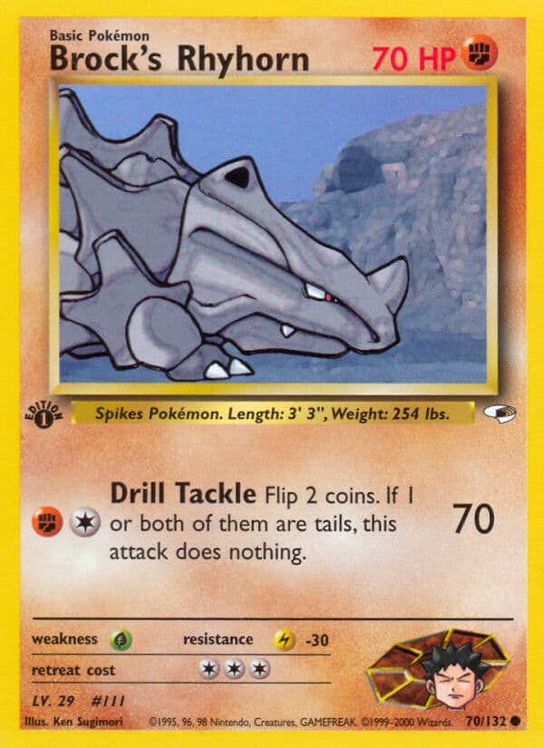 Brocks Rhyhorn — Gym Heroes Pokémon card