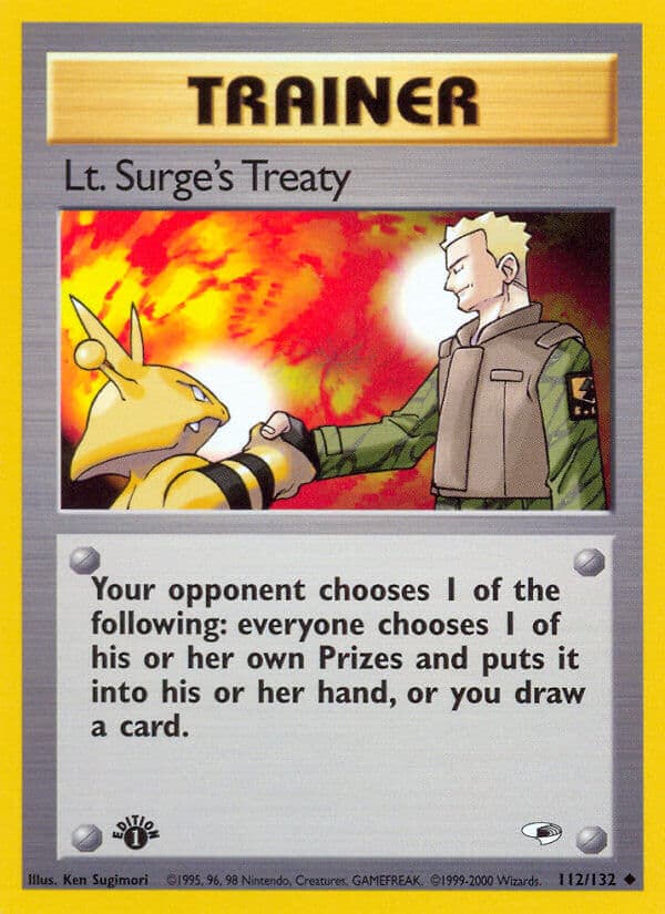 Lt Surges Treaty — Gym Heroes Pokémon card