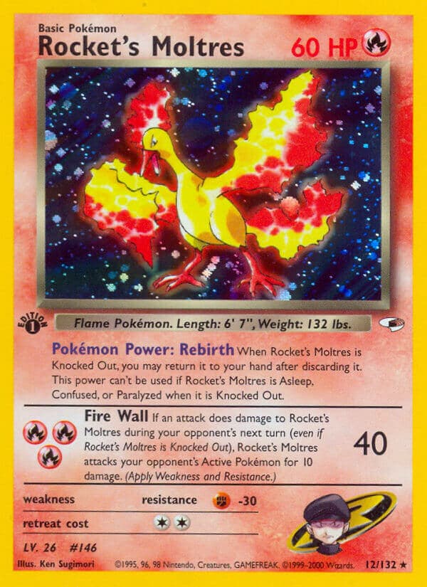 Rockets Moltres — Gym Heroes Pokémon card