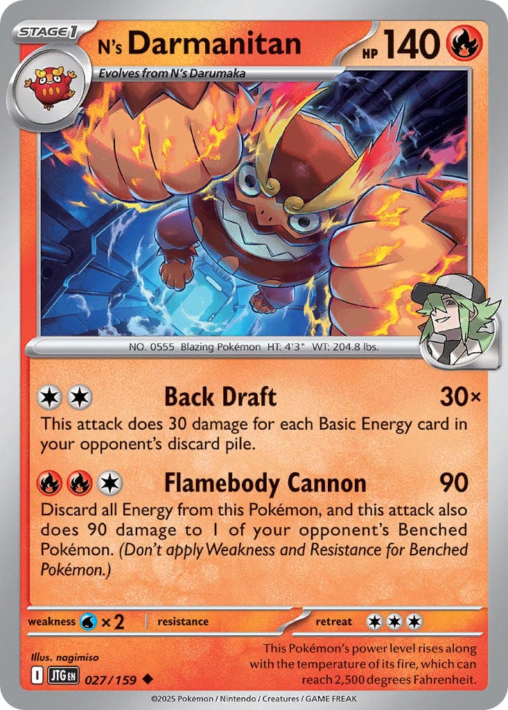 N's Darmanitan — Journey Together Pokémon card