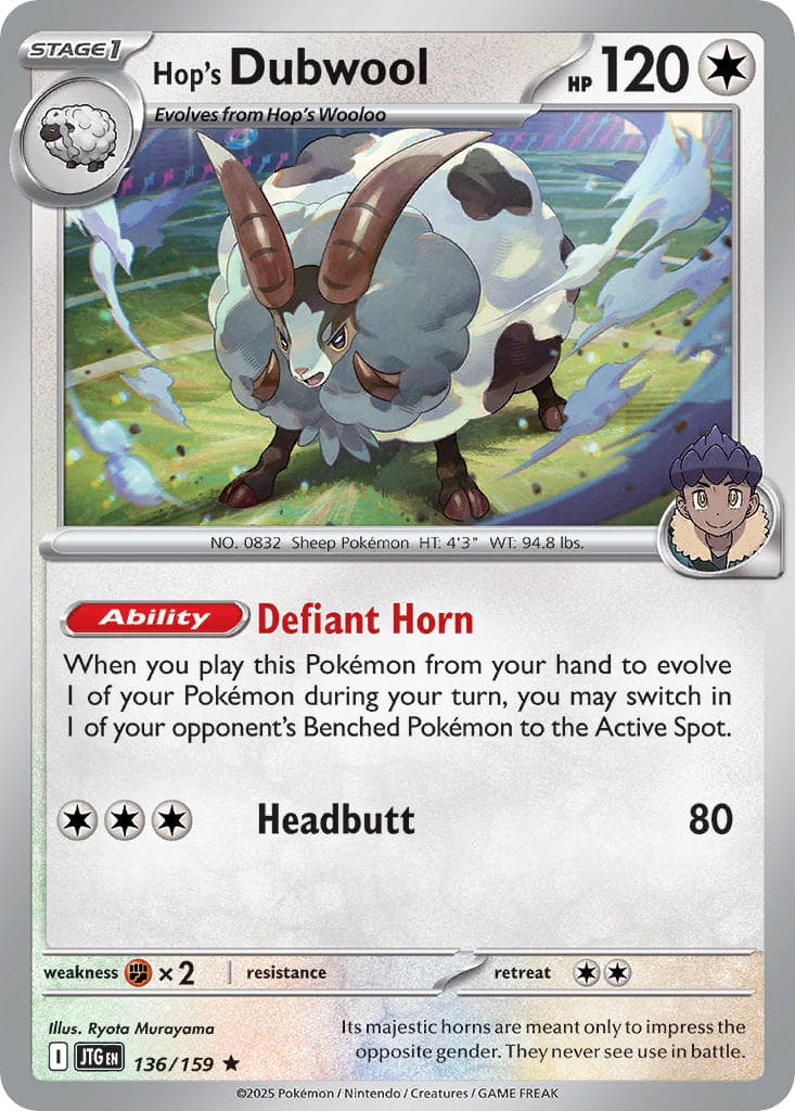 Hop's Dubwool — Journey Together Pokémon card