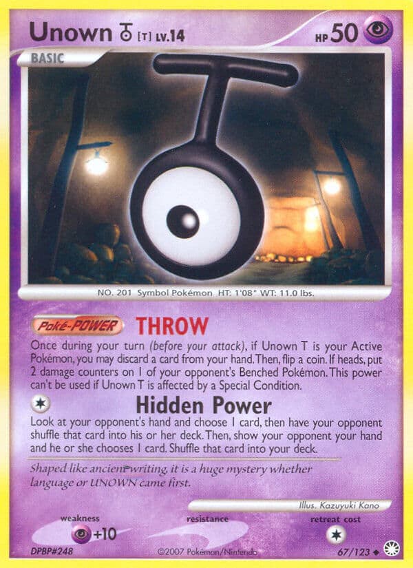 Unown T — Mysterious Treasures Pokémon card