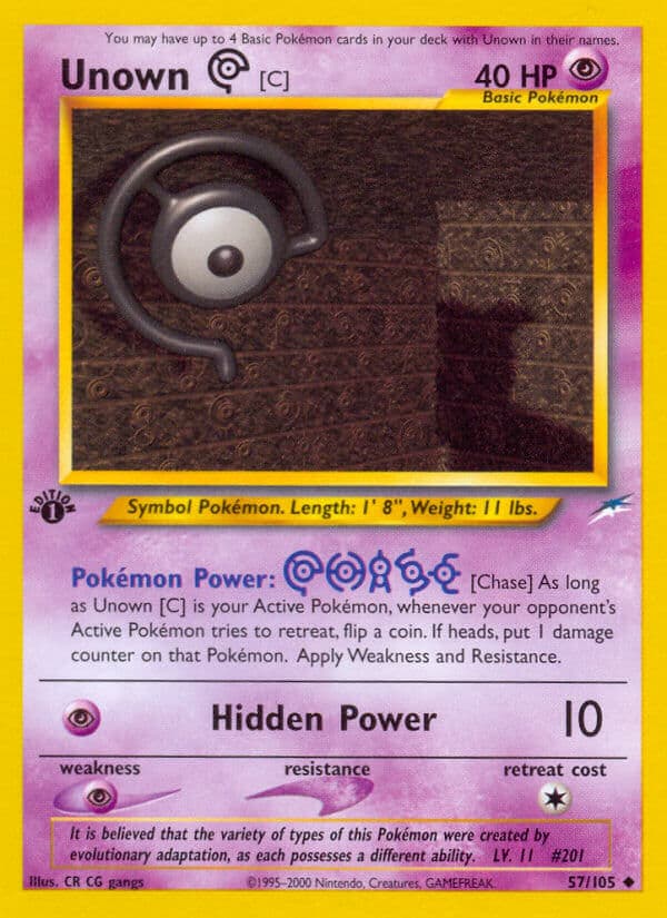 Unown C — Neo Destiny Pokémon card