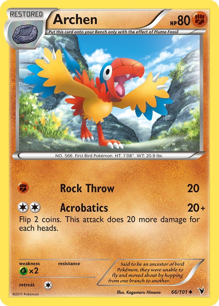 Archen — Noble Victories Pokémon card