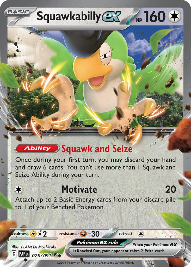 Squawkabilly ex — Paldean Fates Pokémon card