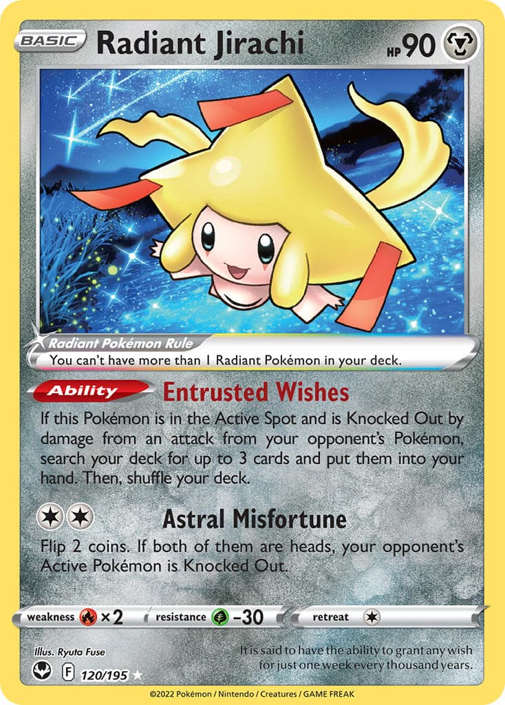Radiant Jirachi — Silver Tempest Pokémon card