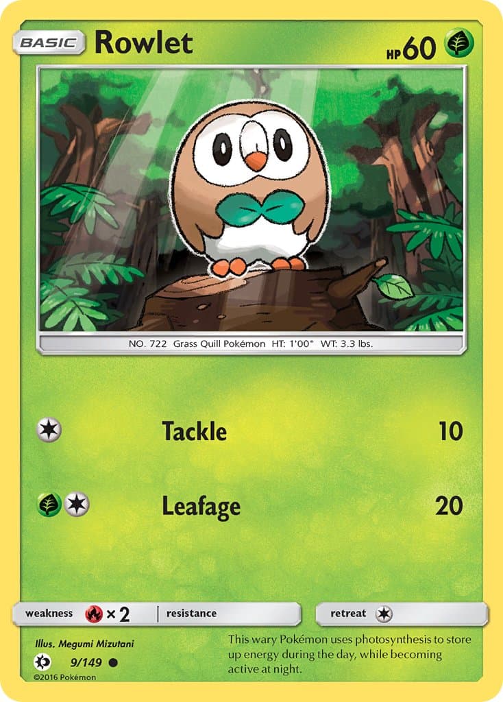 Rowlet — Sun & Moon Pokémon card