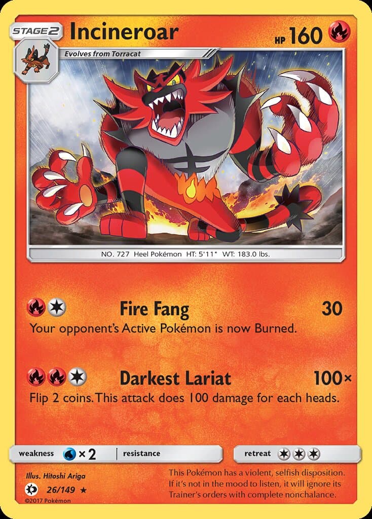Incineroar — Sun & Moon Pokémon card