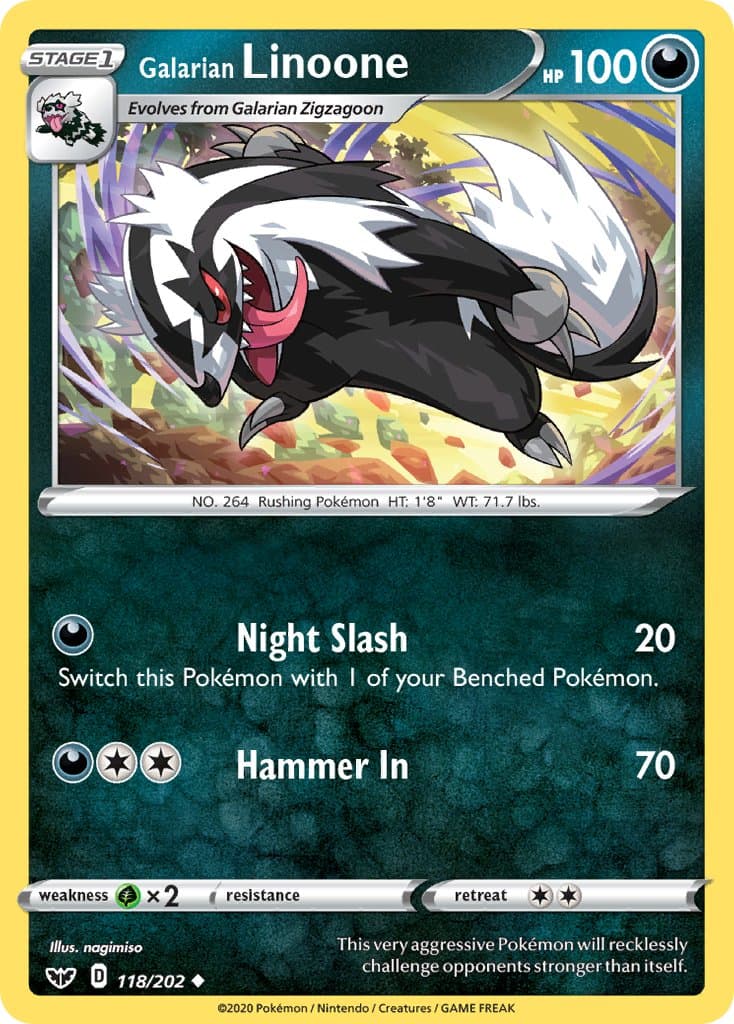 Galarian Linoone — Sword & Shield Pokémon card