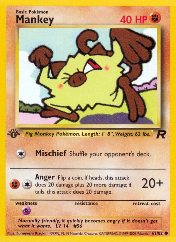Mankey — Team Rocket Pokémon card