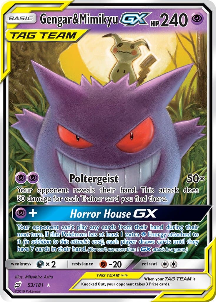 Gengar Mimikyu Gx — Team Up Pokémon card