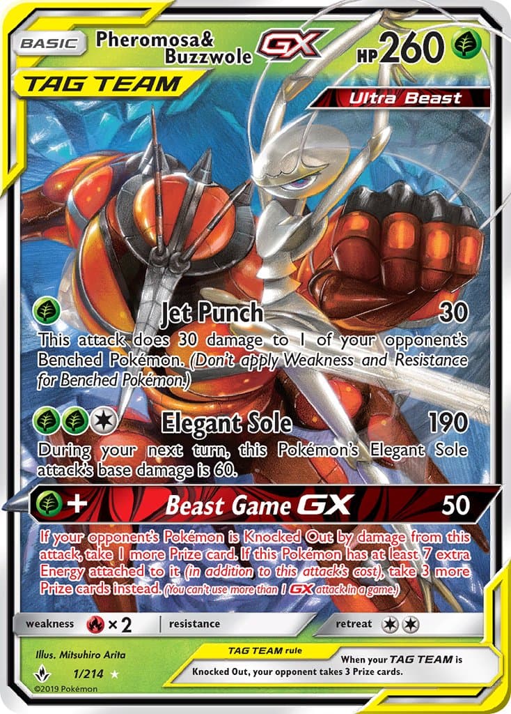 Pheromosa Buzzwole Gx — Unbroken Bonds Pokémon card