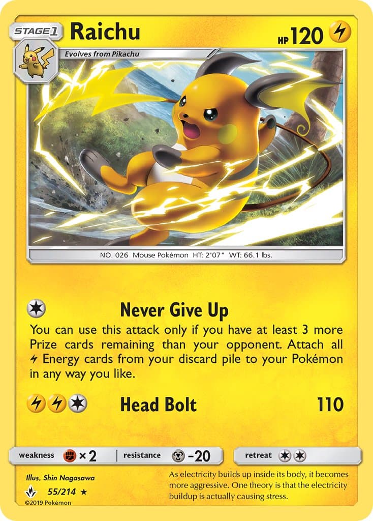 Raichu — Unbroken Bonds Pokémon card