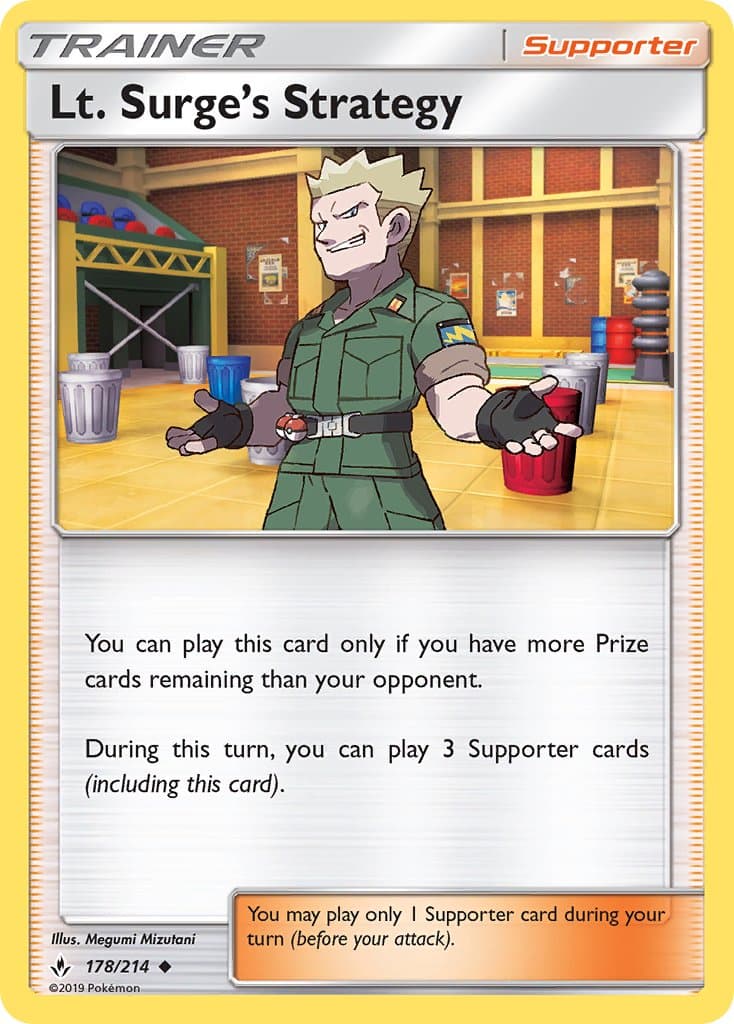 Lt Surges Strategy — Unbroken Bonds Pokémon card