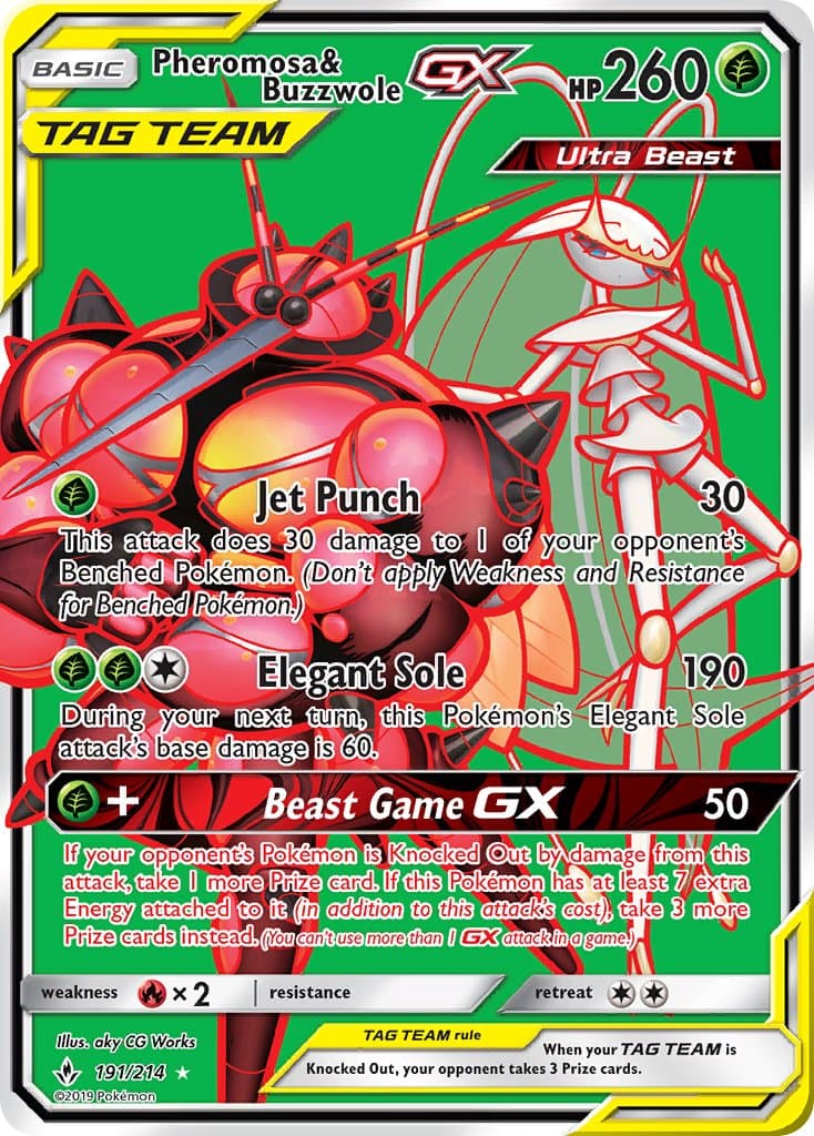 Pheromosa Buzzwole Gx — Unbroken Bonds Pokémon card