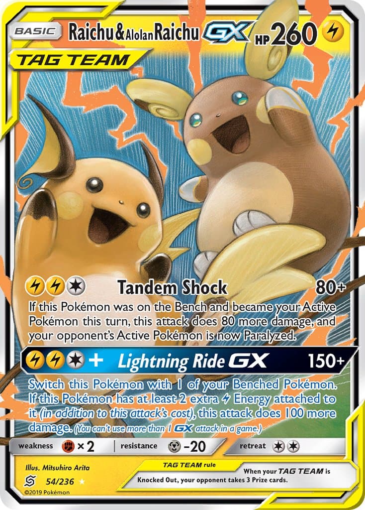 Raichu Alolan Raichu Gx — Unified Minds Pokémon card