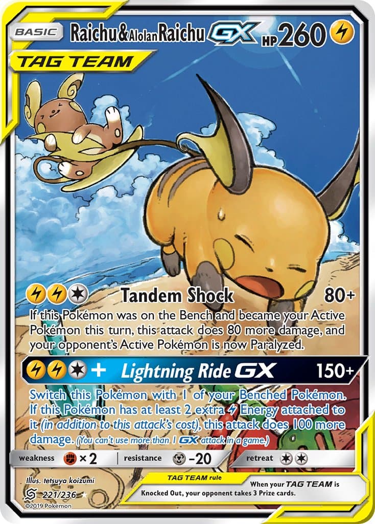 Raichu Alolan Raichu Gx — Unified Minds Pokémon card