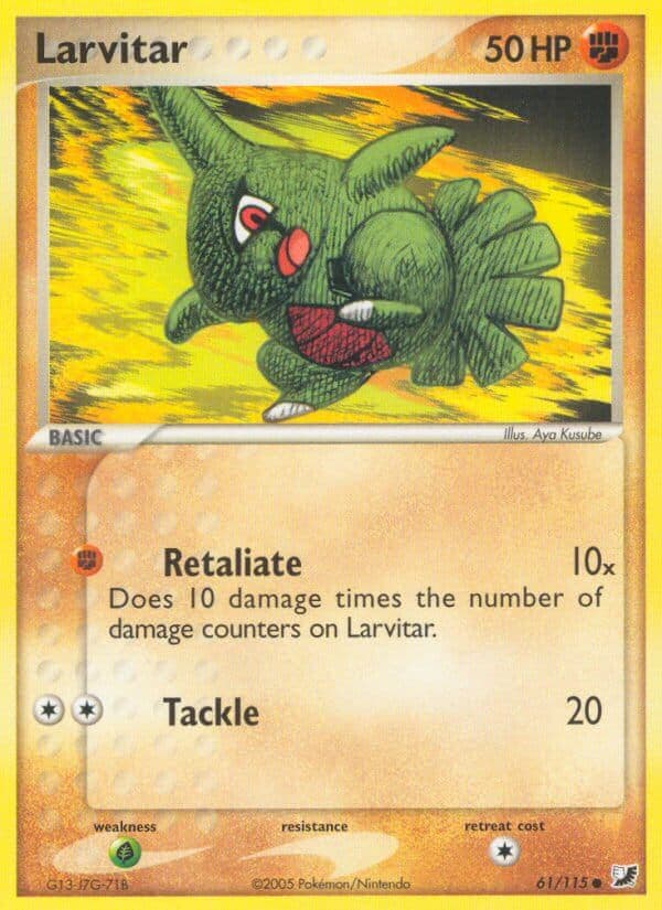 Larvitar — Unseen Forces Pokémon card