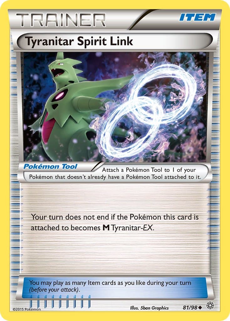 Tyranitar Spirit Link — Ancient Origins Pokémon card