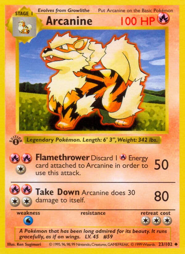 Arcanine — Base Set Pokémon card