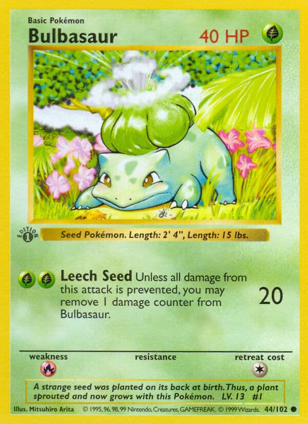 Bulbasaur — Base Set Pokémon card