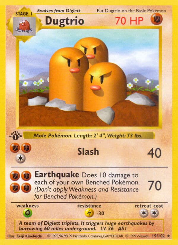 Dugtrio — Base Set Pokémon card