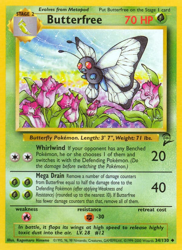 Butterfree — Base Set 2 Pokémon card