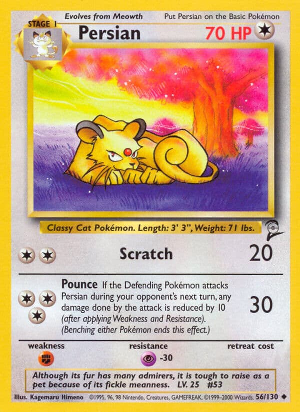 Persian — Base Set 2 Pokémon card