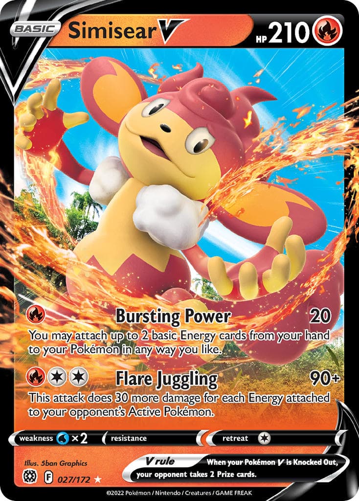 Simisear V — Brilliant Stars Pokémon card