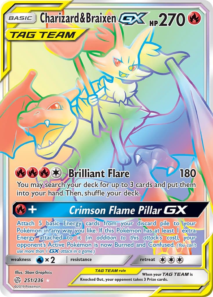 Charizard Braixen Gx — Cosmic Eclipse Pokémon card