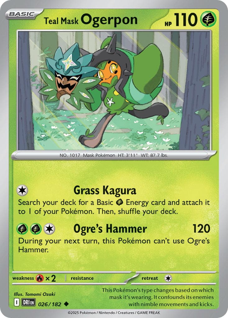 Teal Mask Ogerpon — Destined Rivals Pokémon card
