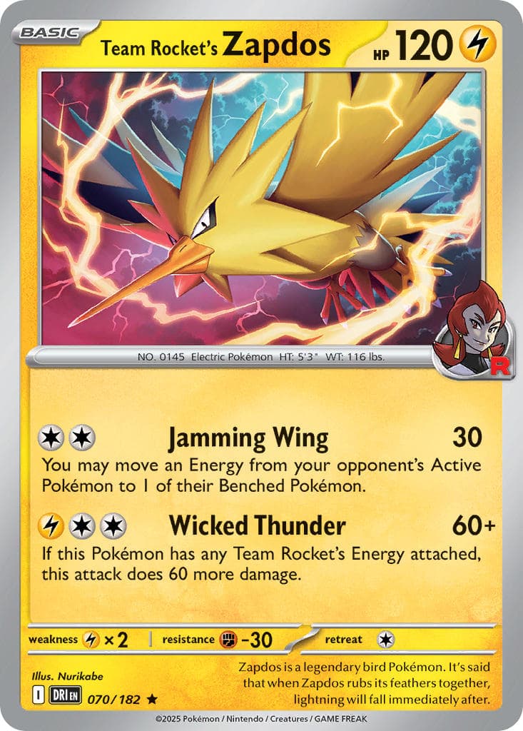 Team Rocket's Zapdos — Destined Rivals Pokémon card