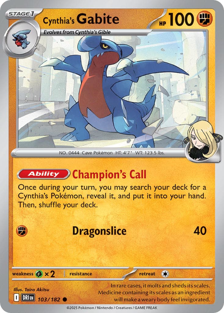 Cynthia's Gabite — Destined Rivals Pokémon card