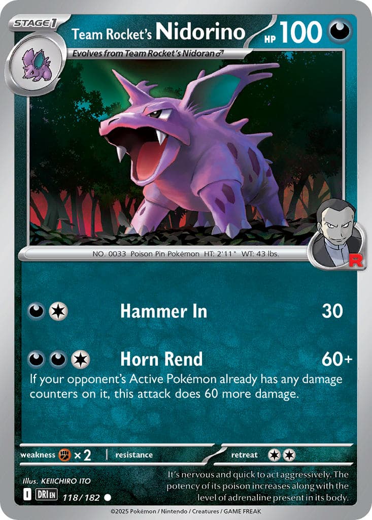 Team Rocket's Nidorino — Destined Rivals Pokémon card