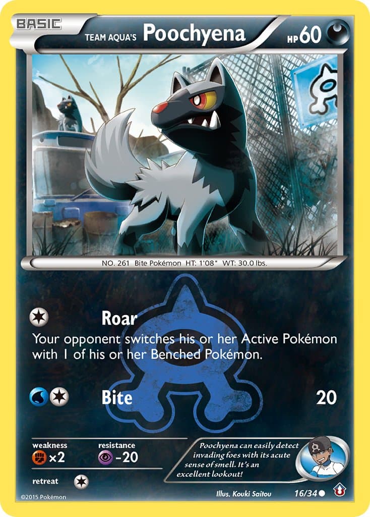 Team Aquas Poochyena — Double Crisis Pokémon card