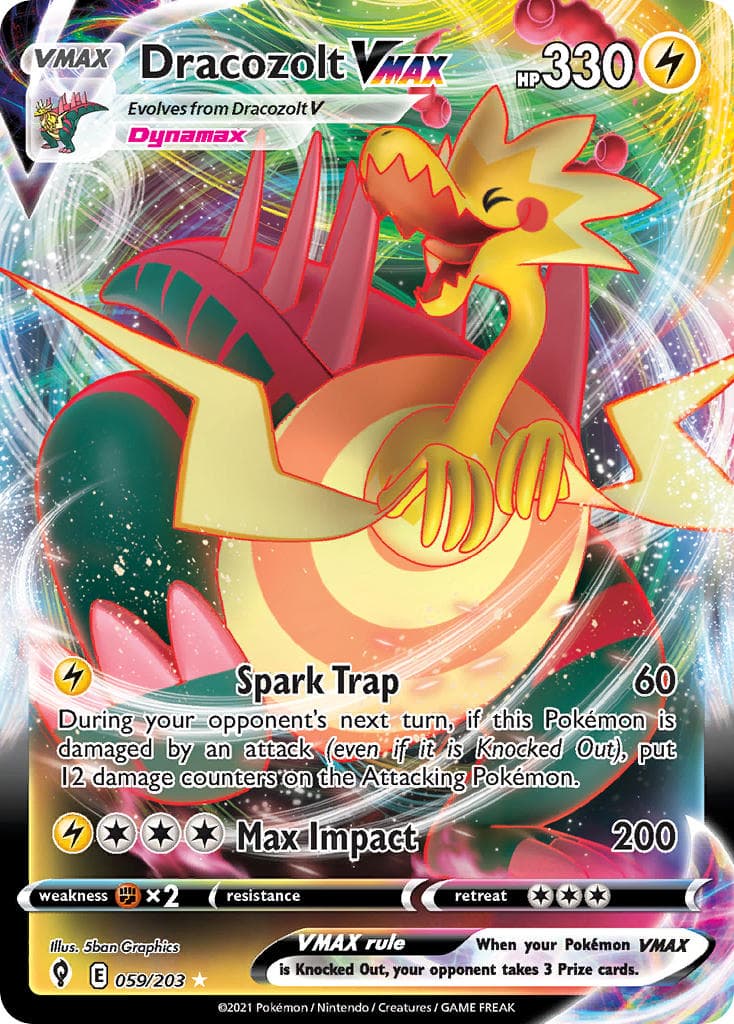 Dracozolt Vmax — Evolving Skies Pokémon card