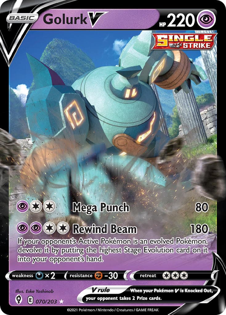 Golurk V — Evolving Skies Pokémon card