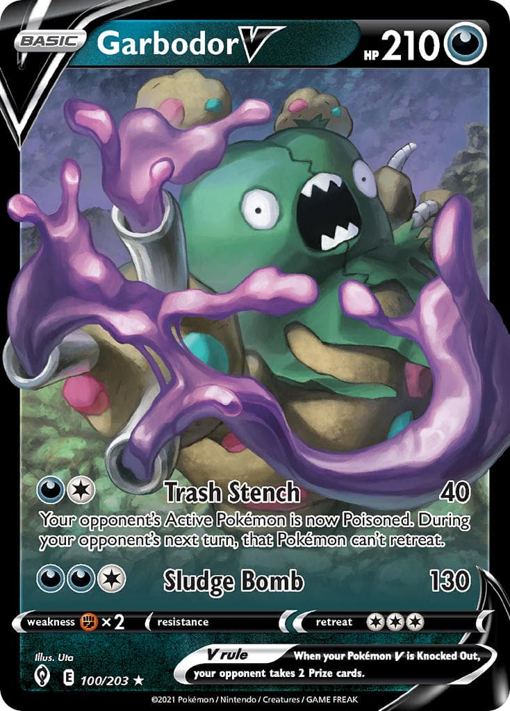 Garbodor V — Evolving Skies Pokémon card