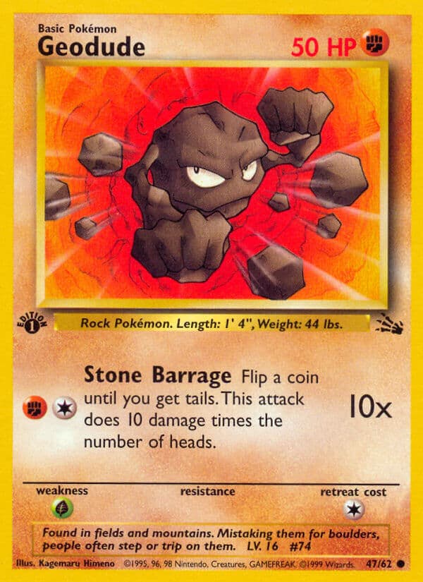 Geodude — Fossil Pokémon card