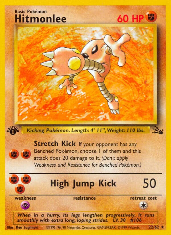 Hitmonlee — Fossil Pokémon card