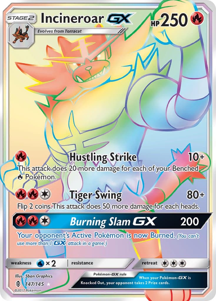 Incineroar Gx — Guardians Rising Pokémon card