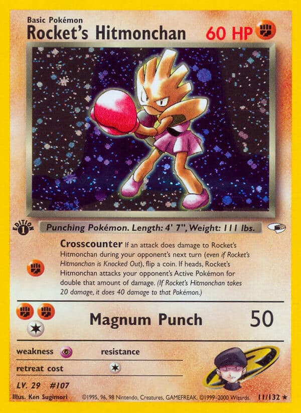 Rockets Hitmonchan — Gym Heroes Pokémon card