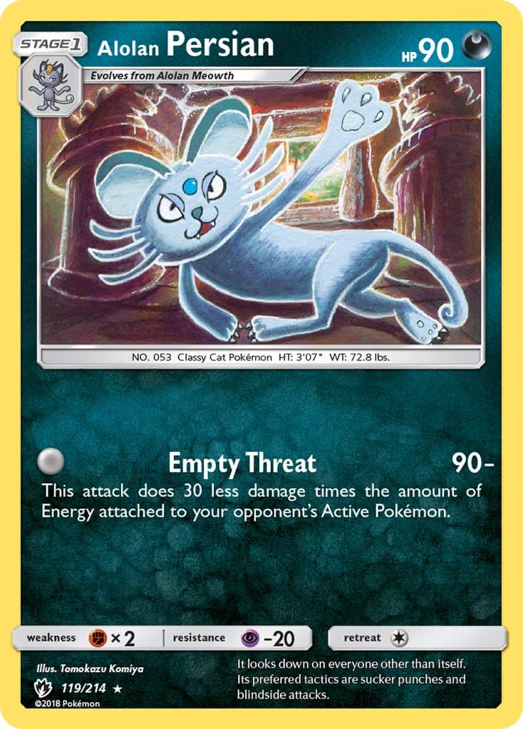 Alolan Persian — Lost Thunder Pokémon card